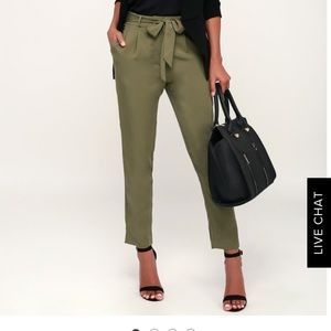 Olive green wrap tie pants